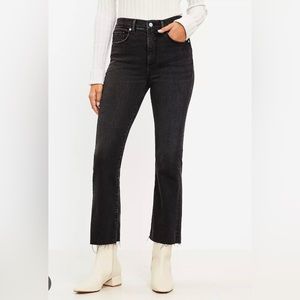 Loft Kick Crop Raw Hem Black Jeans 24